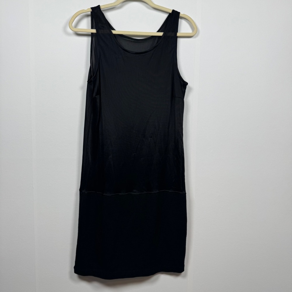 Women M Black‎ Sheer Panel Tank Shift Dress Sleeveless Fairy Goth Festival Edgy